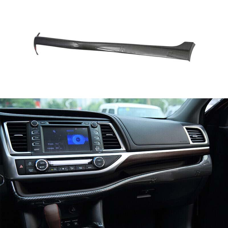 Carbon Fiber 1Pcs Trim for Co -Pilot Dashboard Strip for Toyota Highlander 2014-2019
