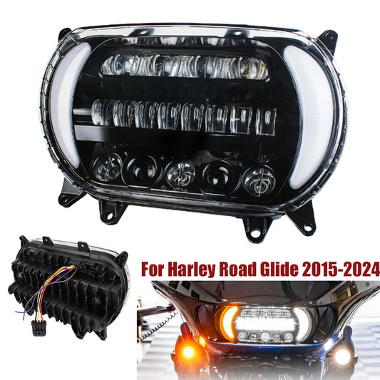 LED headlight projector Hi/Lo DRL turn signals suitable for Harley Road Glide '15-'24- n