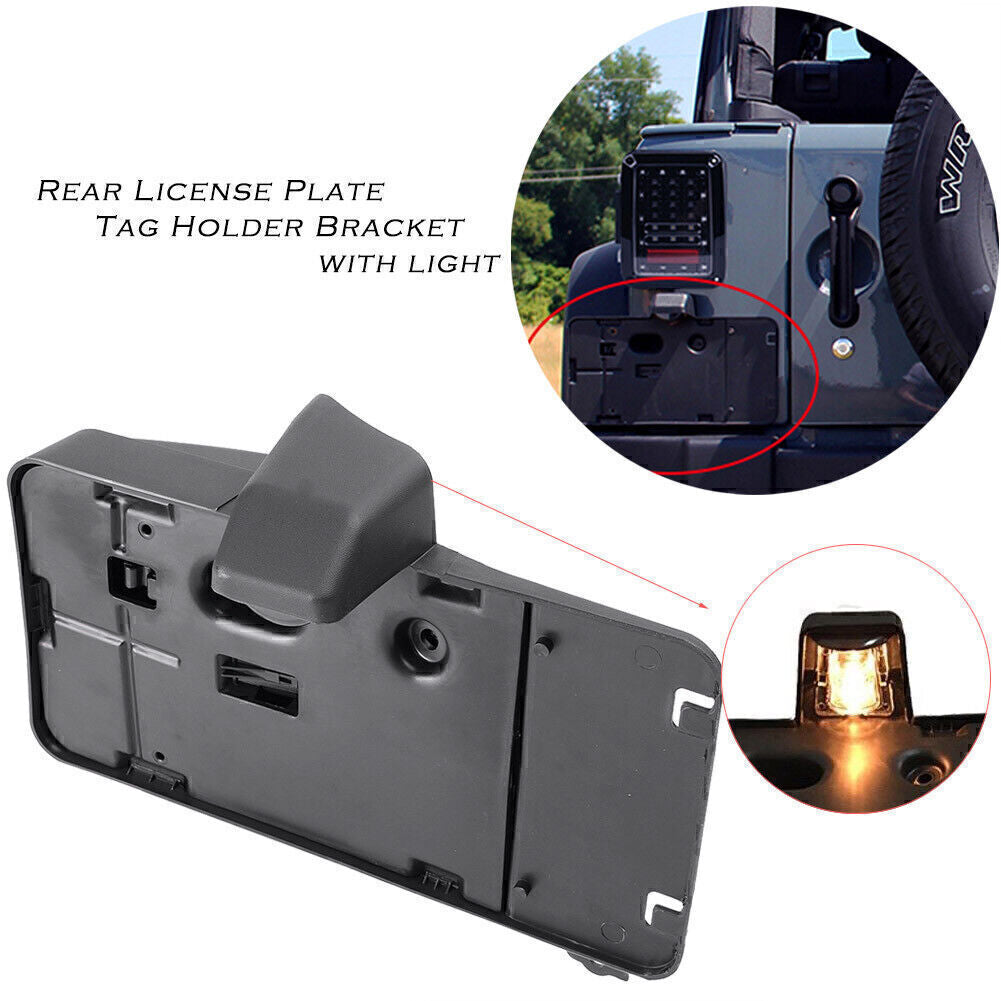 Rear License Plate Mounting Holder Bracket &Light for Jeep for Wrangler JK 2007-2017 Q