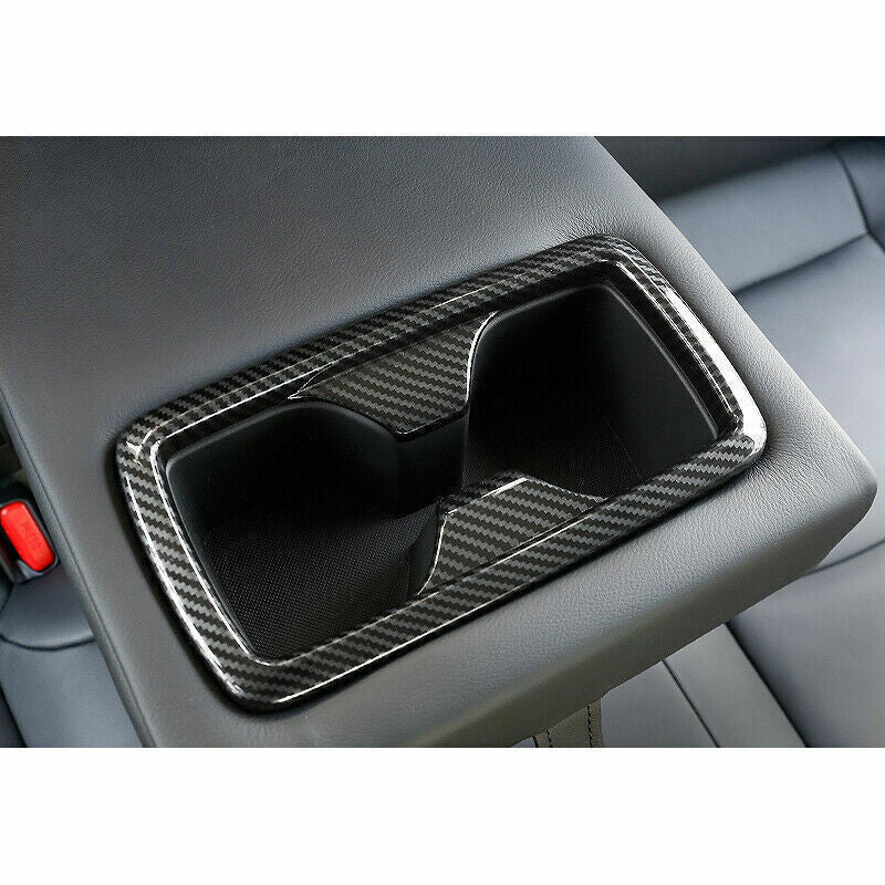 Carbon Fiber Look Rear Water Cup Holder Panel Cover Trim For 2019-22 for Toyota RAV4