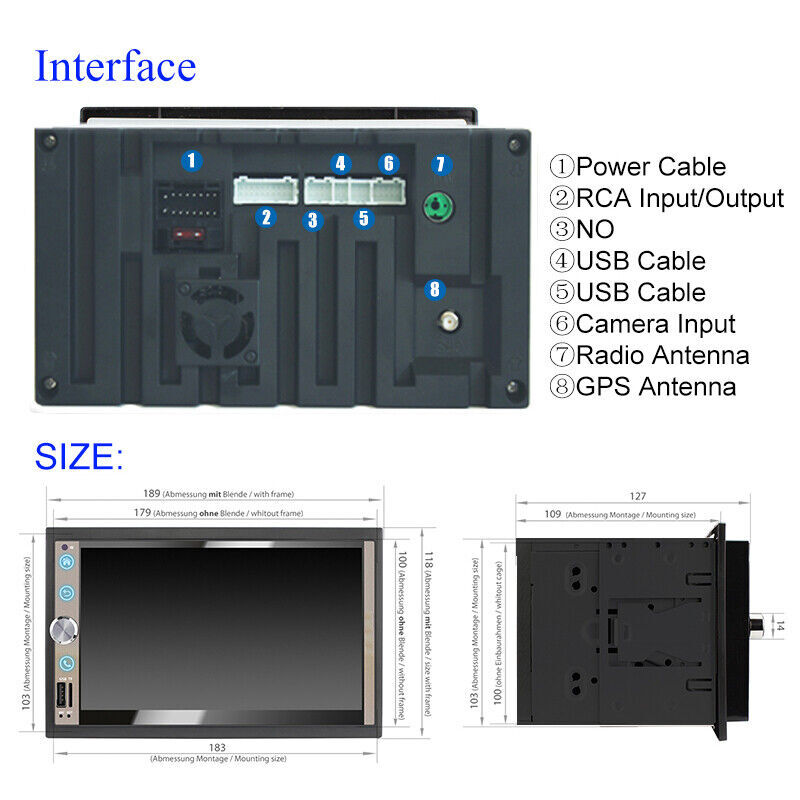 WIFI 7 HD 2DIN MP5 Player Radio Car Touchscreen Android 10.0 1+16G AHD Reverse- n