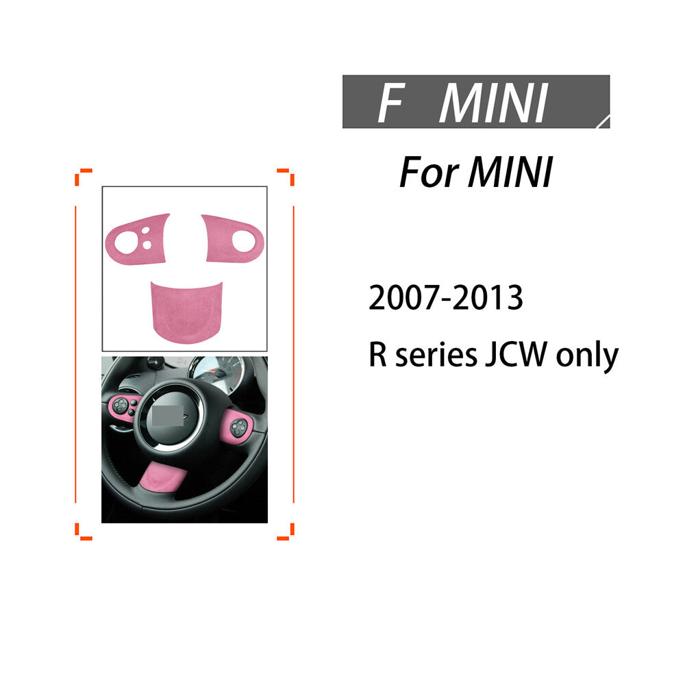 Suede Pink Steering Wheel Button Trim for BMW for Mini Cooper R55 R56 R57 R58 R59R60