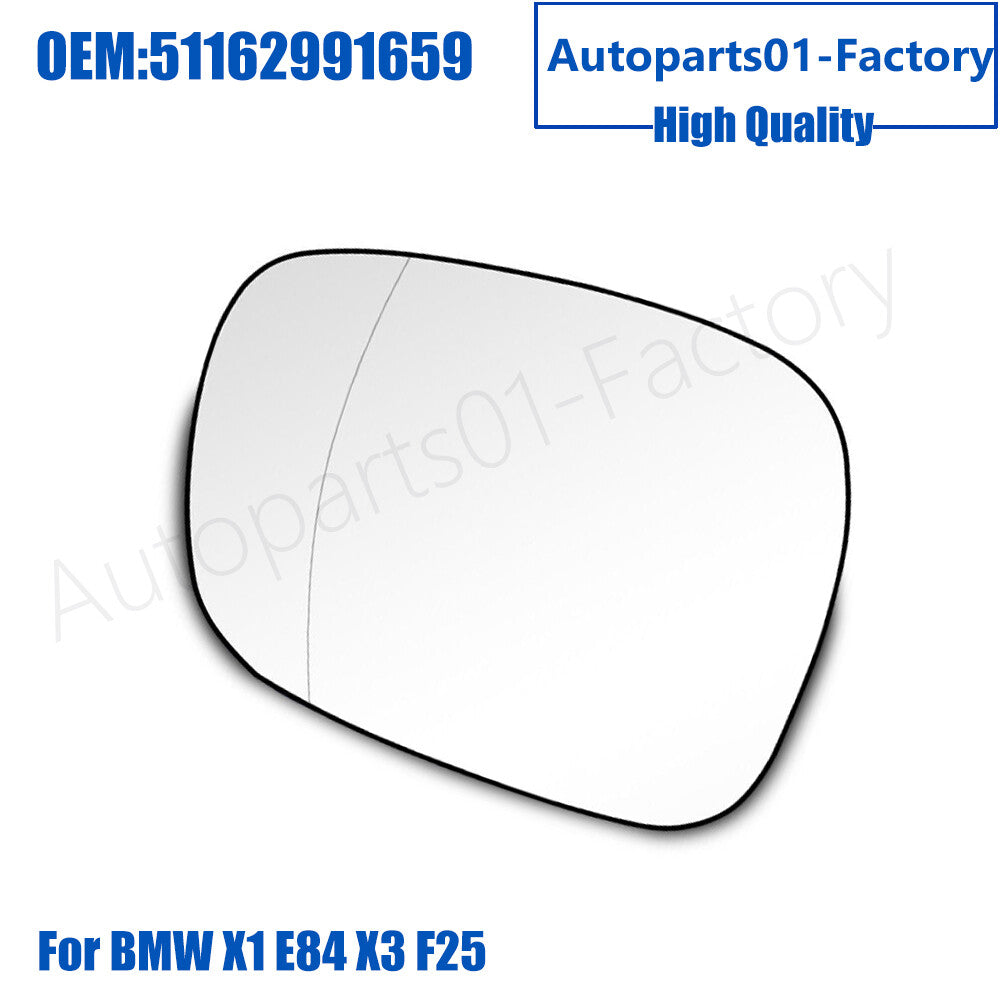 51162991659 Front Left Side Heated Power Mirror Glass for BMW X1 E84 X3 F25