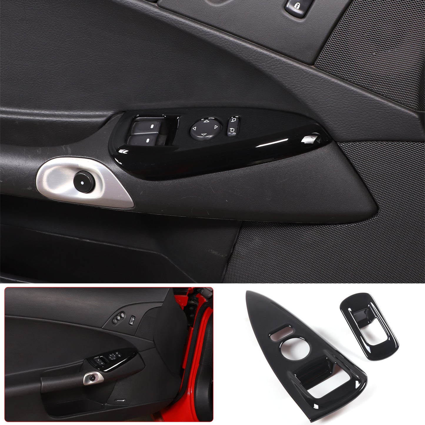 ABS Carbon Fiber Center Console Cup Holder Trim Frame for Ranger 2015 - 2021- v