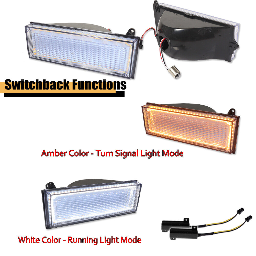 Pack Clear DRL Turn Signal LED Lights for 84-96 for Jeep Cherokee and 86-92 Comanche - v