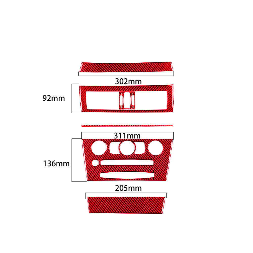 6Pcs for BMW 6Series E63 E64 2004-07 Red Carbon Fiber Central Console Cover Trim