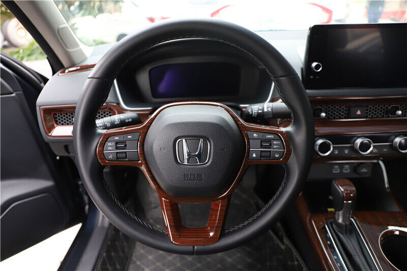 ABS Wood Grain Steering Wheel Panel Frame Cover Trim for Honda for CIVIC 2022-2024 B n
