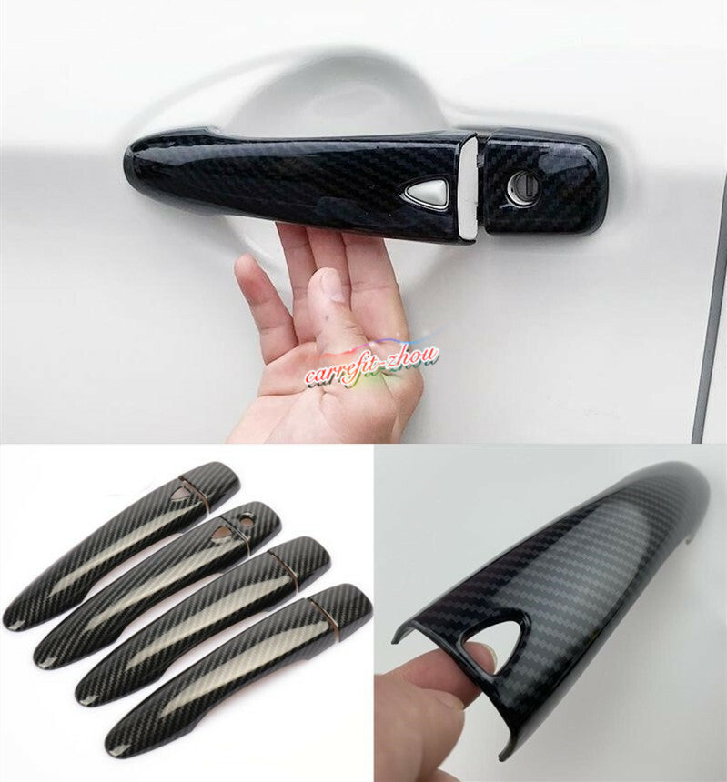 for Nissan Versa 2020~2022 Carbon Fiber ABS Car External Door Handle Cover Trim