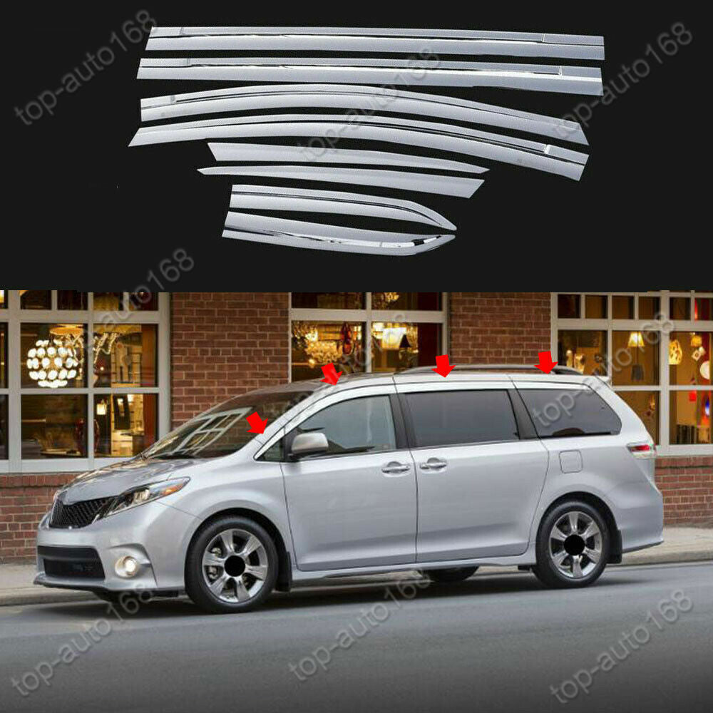 Chrome Window Wind Visors Sun Rain Guard Vent Deflector for Toyota for Sienna 11-20