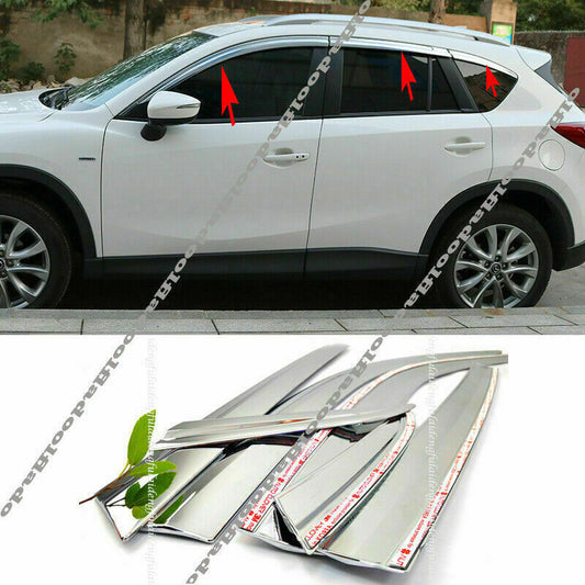 6x For 2012-2016 for Mazda CX-5 CX5 Chrome Window Visor Rain Deflector Sun Cover Kit
