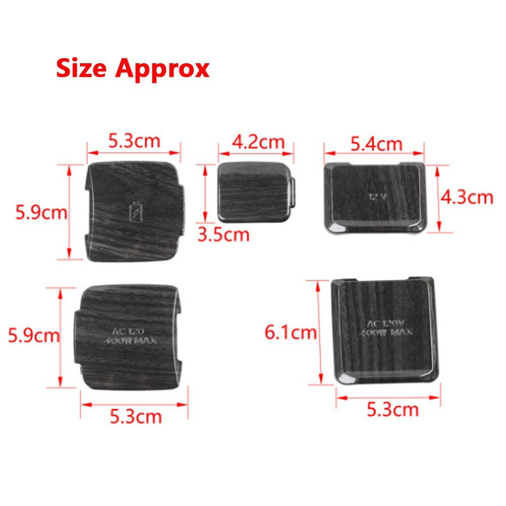 Black Wood Front Rear Power/USB Socket Cover Trim for Ford F150 2021 2022 2023