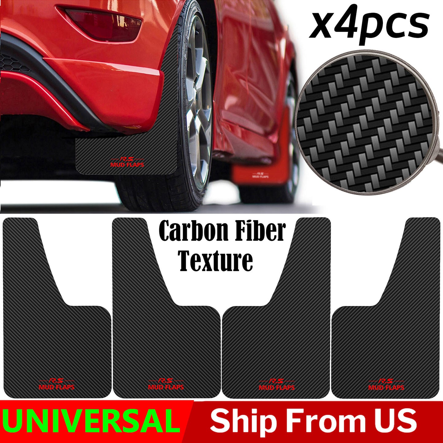 4 Carbon fiber texture Splash Guards Mud Flap Universal for Car /Sedan Hatchback Q