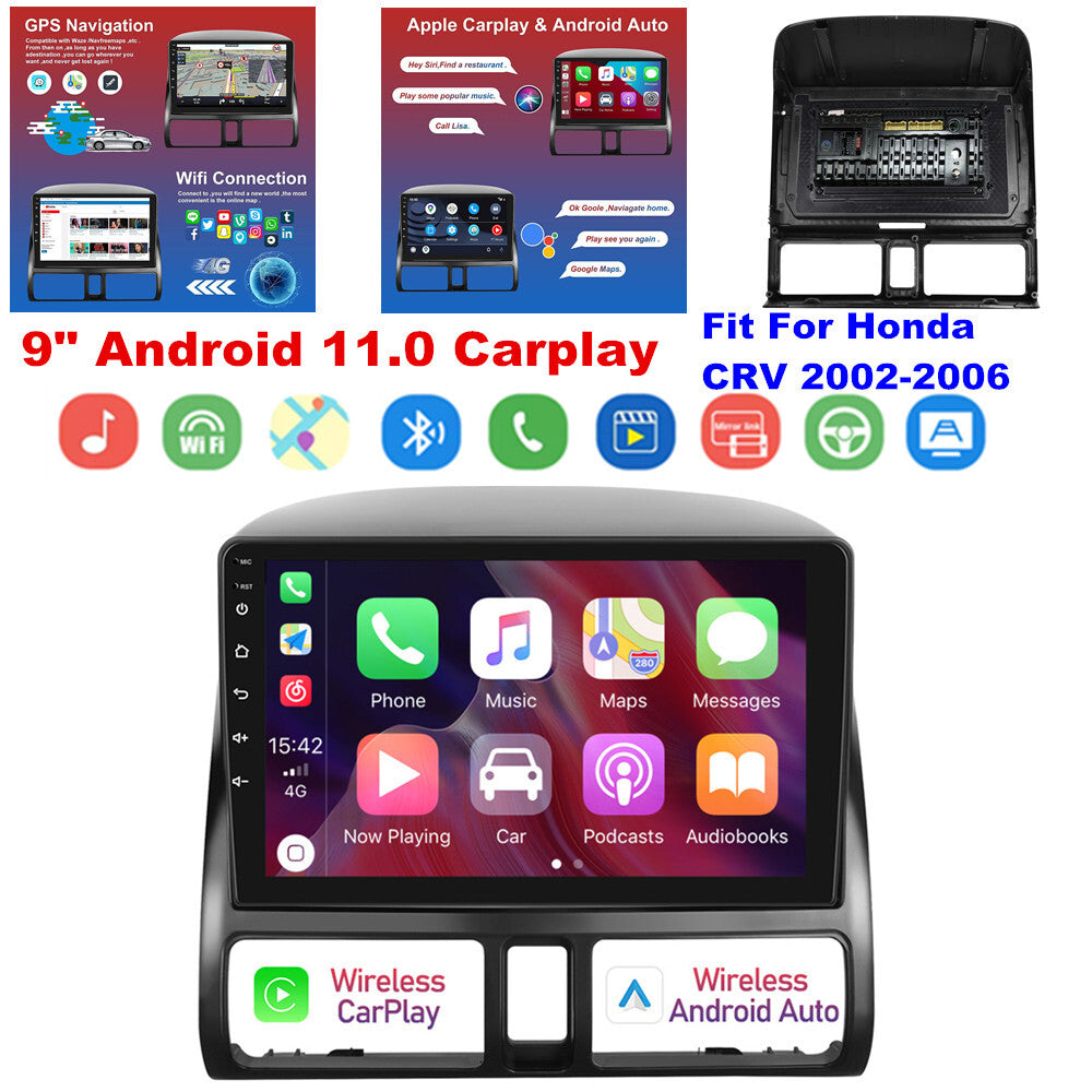 9-inch CarPlay compatible with for Honda CRV 2002-2006, Android 11.0, car stereo radio, GPS, WIFI. n