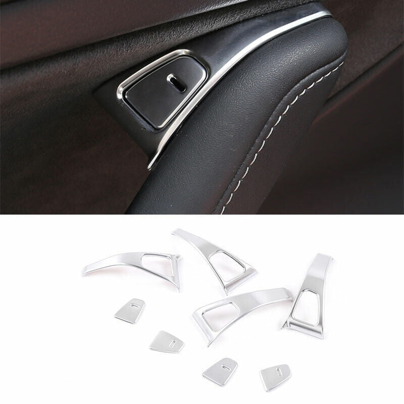 for Tesla Model 3 2017-23 Silver Inner Door Lock Switch button Frame Cover Trim