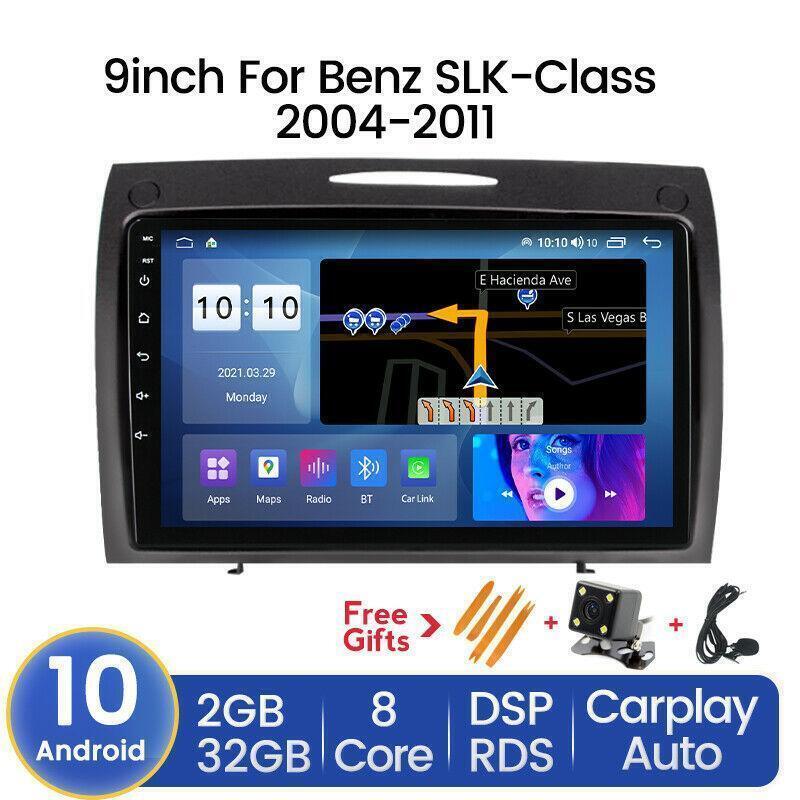 9in Android10 Car GPS Radio Stereo CarPlay for Mercedes-Benz SLK R171 2004-11