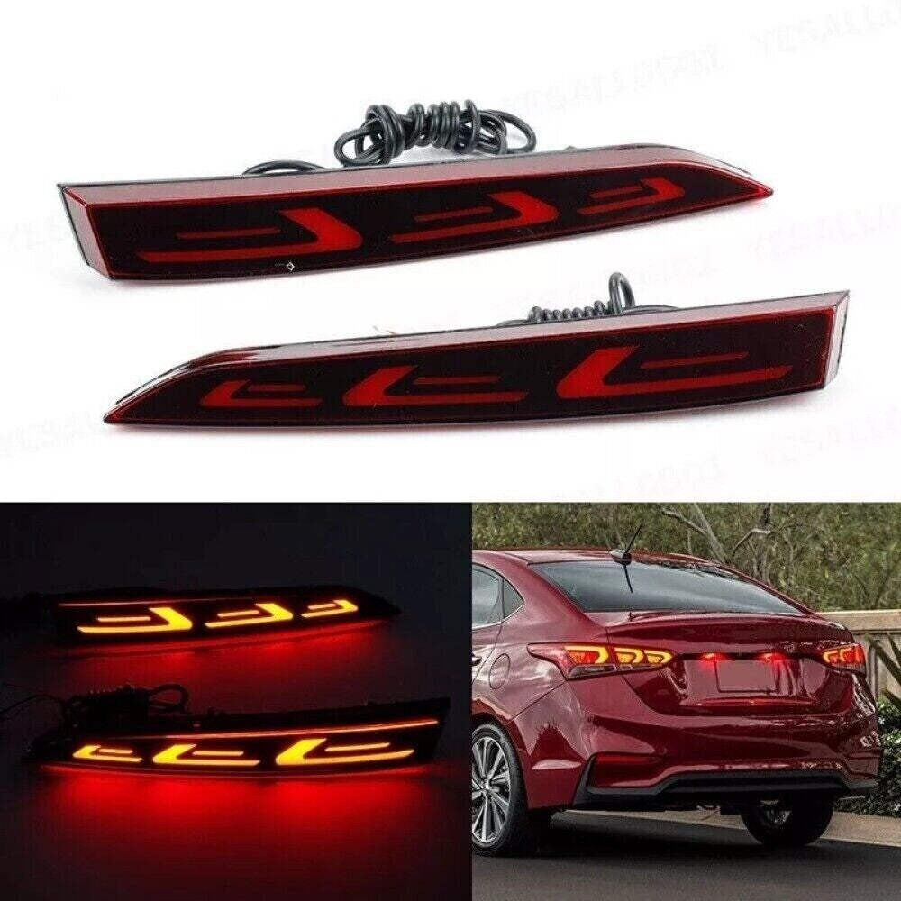 for Hyundai Accent 2018-2019 Square Rear Bumper Decors Lamp Led Brake Light New n