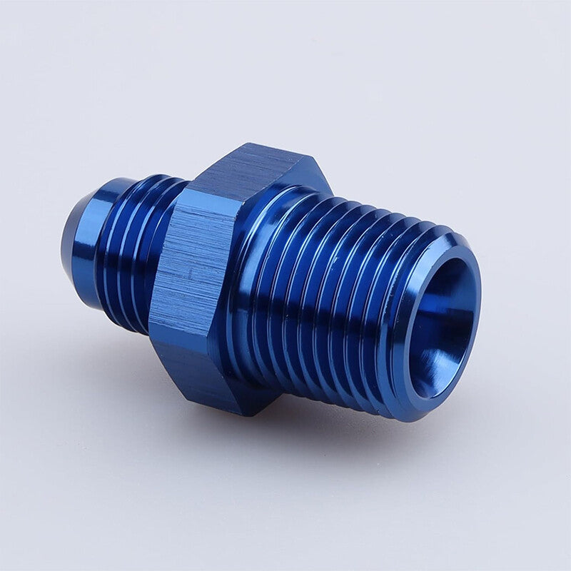 2Pcs 6AN AN6 Male Flare to 1/4 NPT Pipe Thread Fitting Adapter Aluminum Blue