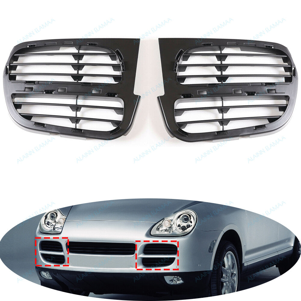 Pair Front Bumper Bezel Cover Grille Fit for Porsche for Cayenne Base / S 2003-2006 Q
