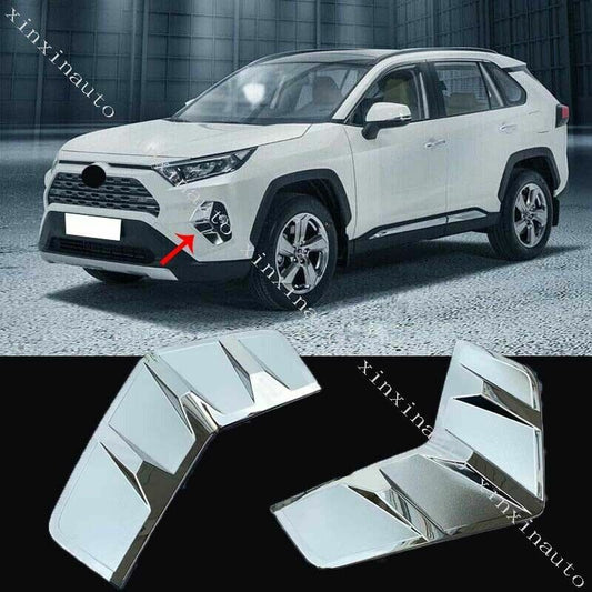ABS Chrome Front Fog Light Lamp Molding Cover Trim 2P for Toyota RAV4 2019-2022