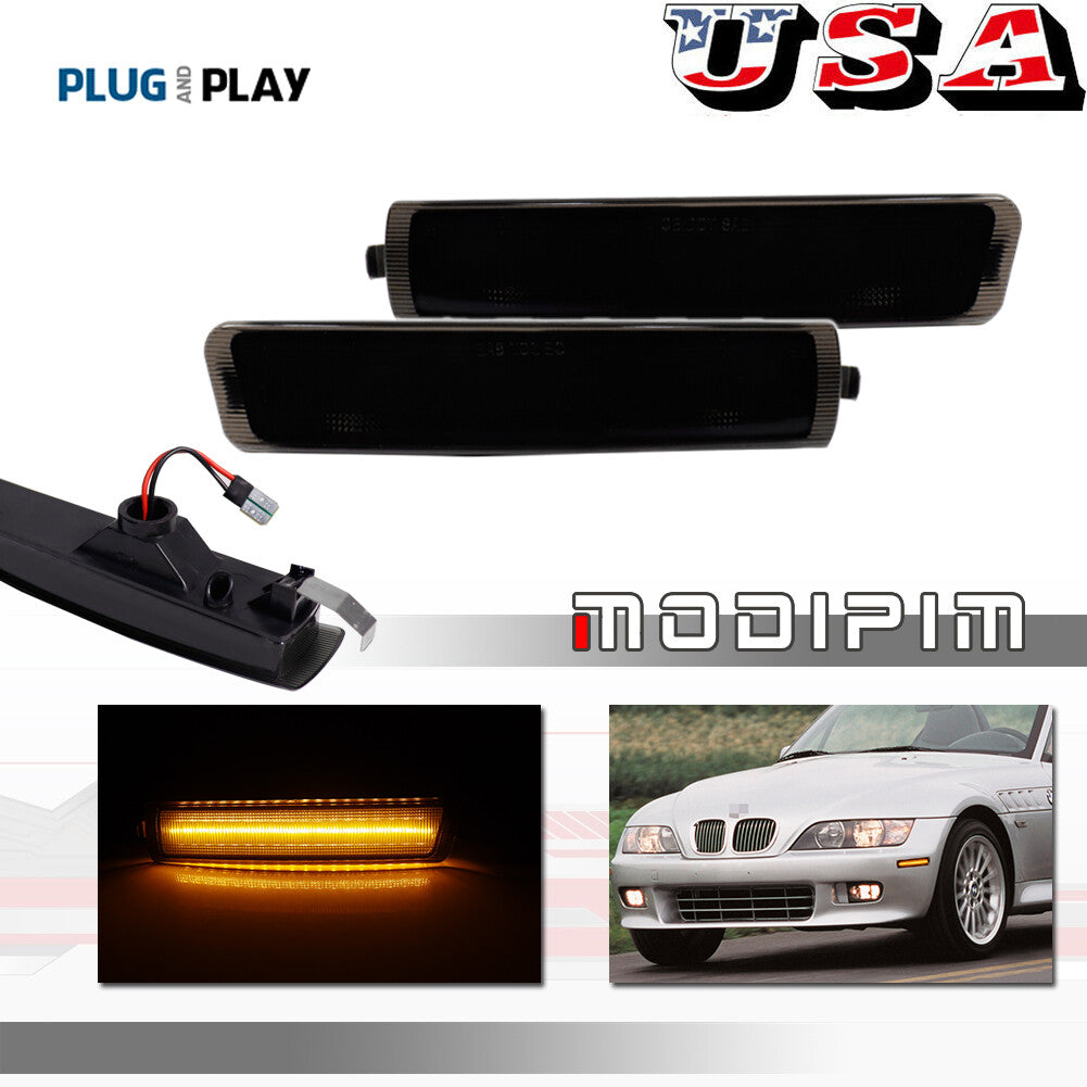 Amber LED front bumper side marker light smoke pair suitable for 1996-2002 Z3 M Coupe- v