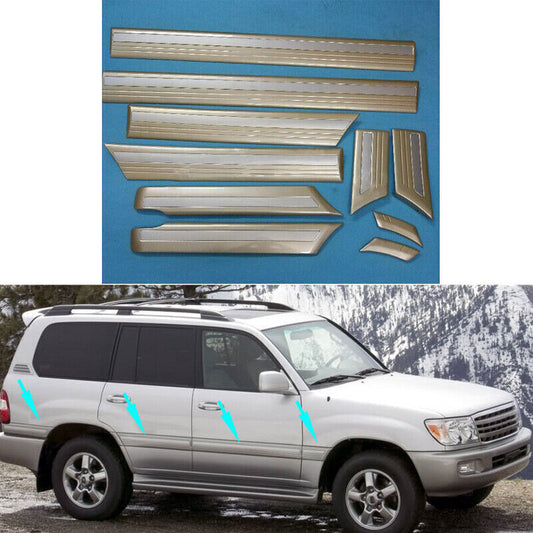 for Toyota for Land Cruiser LC100 98-2007 Side Door Body Molding Cover Trim Gold 10X