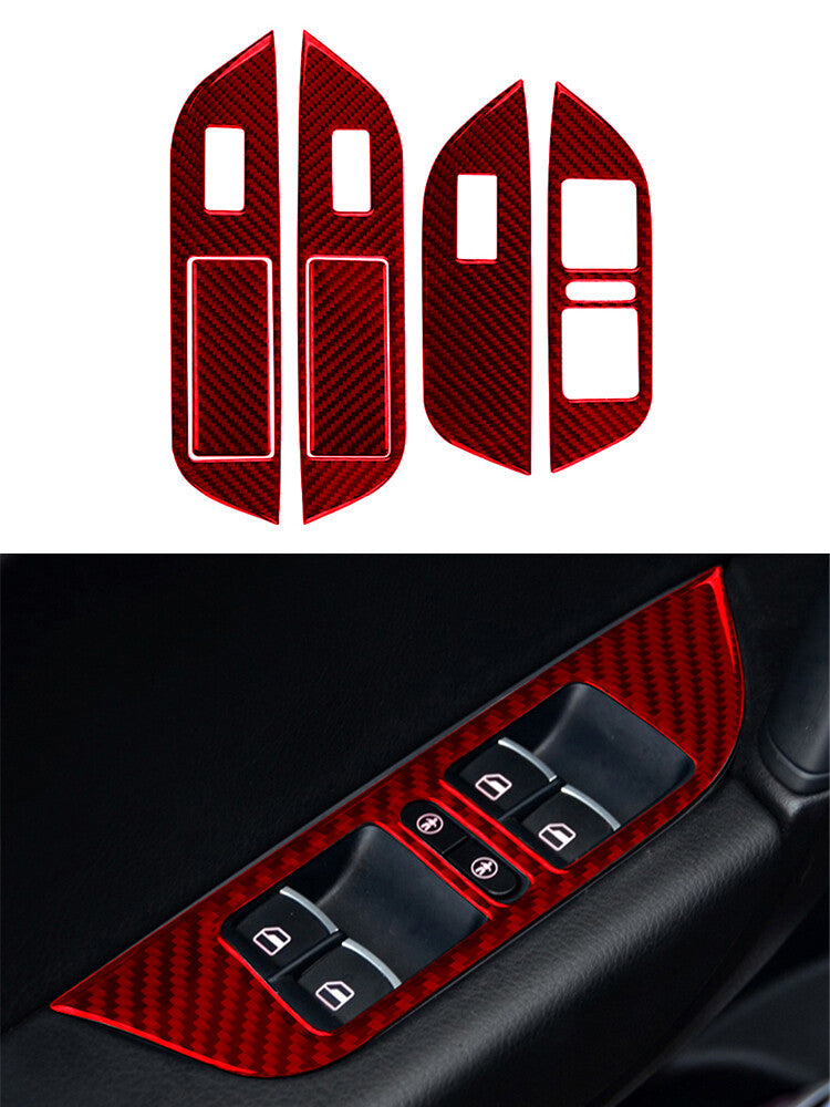 for Dodge for Challenger 2015-2020 5Pcs Steering Wheel Trim Cover Carbon Fiber Red v