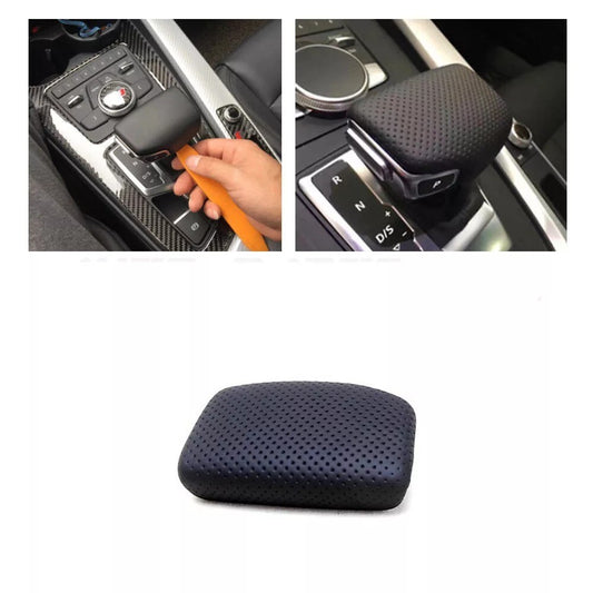 4M1713139F Perforated PU Leather Gear Shift Knob Cover for Audi 2016-2019 Q7 LHD n