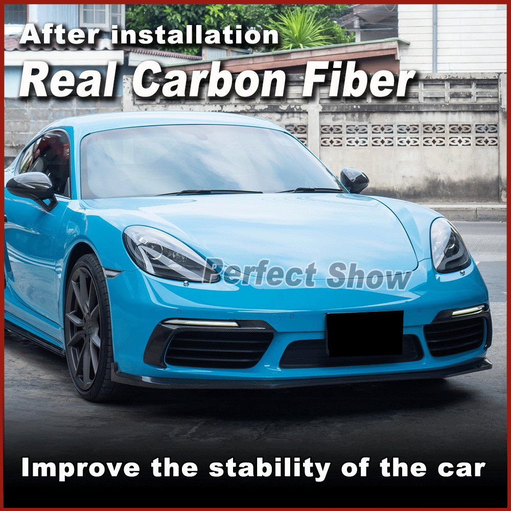for Porsche 718 Cayman 2016-19 REAL Carbon Fog Lamp Fins Splitter Cover