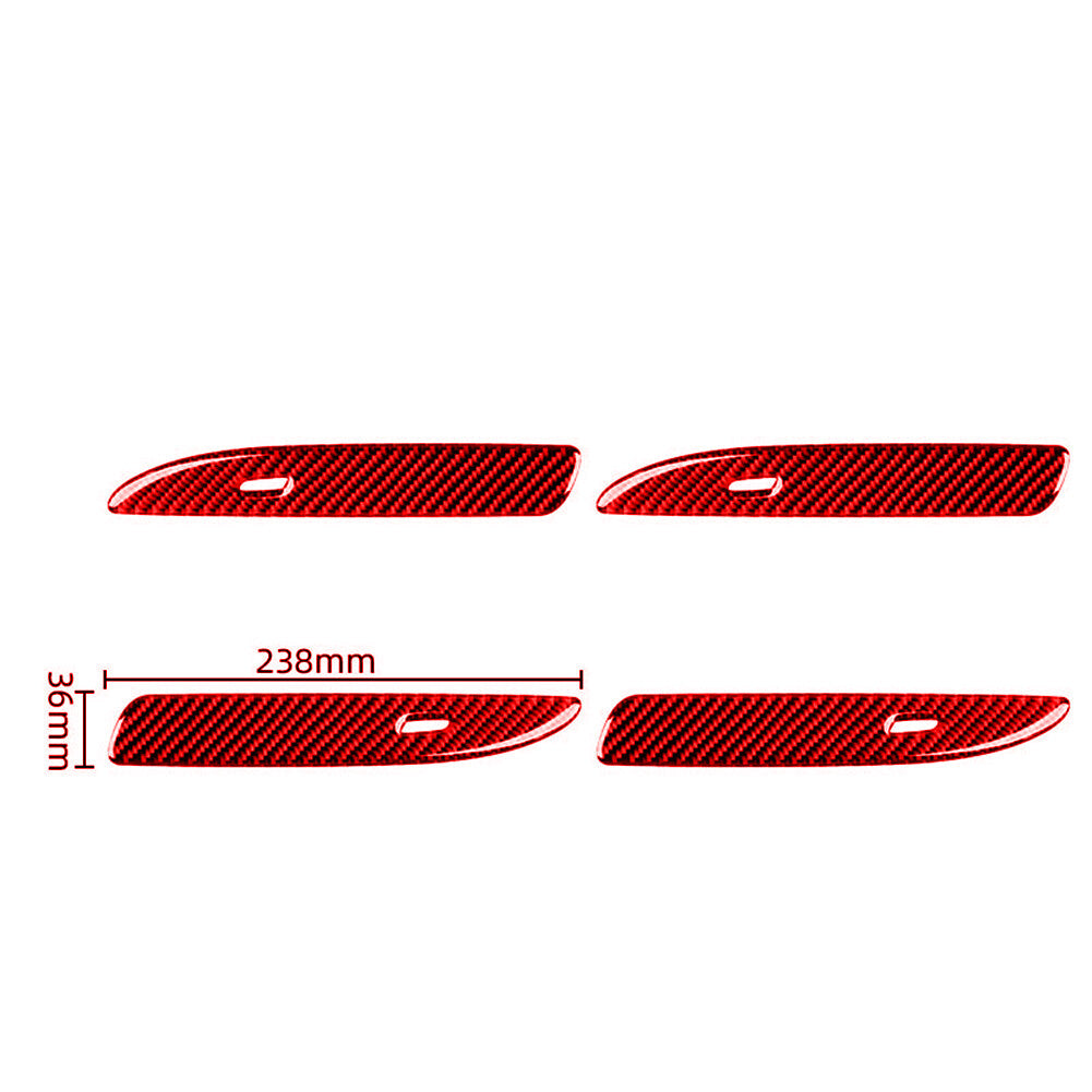 4Pcs Red Carbon Fiber Outer Door Handle Cover Trim for Porsche Taycan 2019-2022