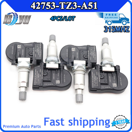 4-pack TPMS tire pressure sensors for Honda for Acura ILX MDX 315MHz 42753-TZ3-A51- v