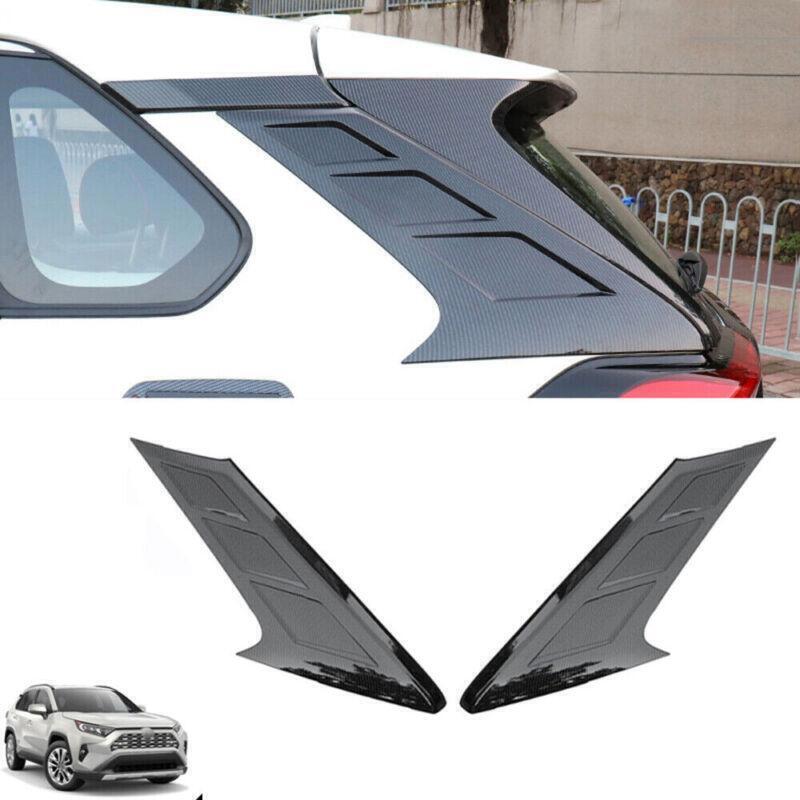 for Toyota RAV4 19-23 Carbon Fiber Rear Trunk Side Pillar Cover Spoiler Trim 2P