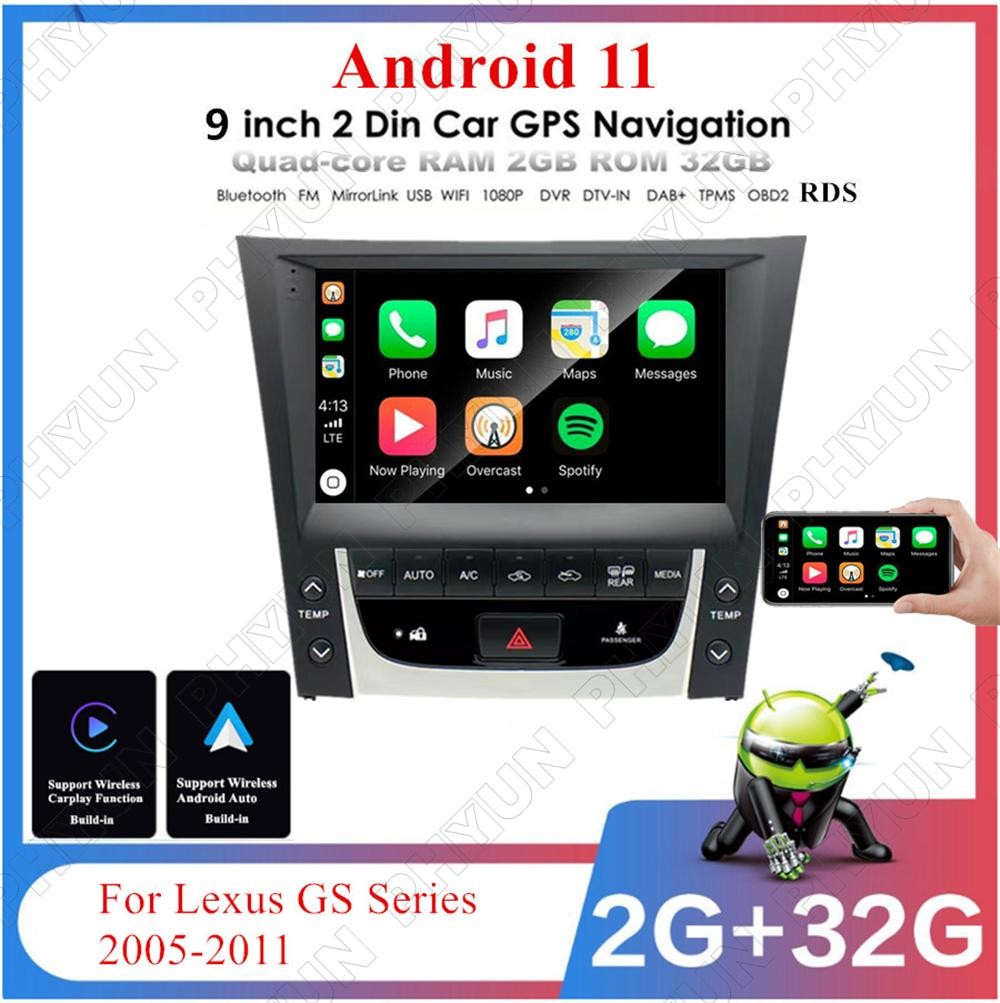 9 Android 11.0 Stereo Radio GPS Wifi FM for Lexus GS Series 2005-2011 w/Carplay