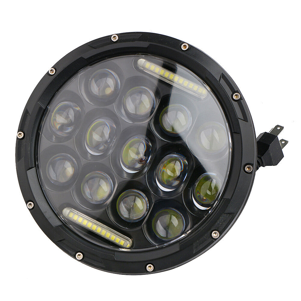 Black 7-inch 75-watt round LED headlights, high/low configuration, suitable for Harley-Davidson and for Jeep for Wrangler .