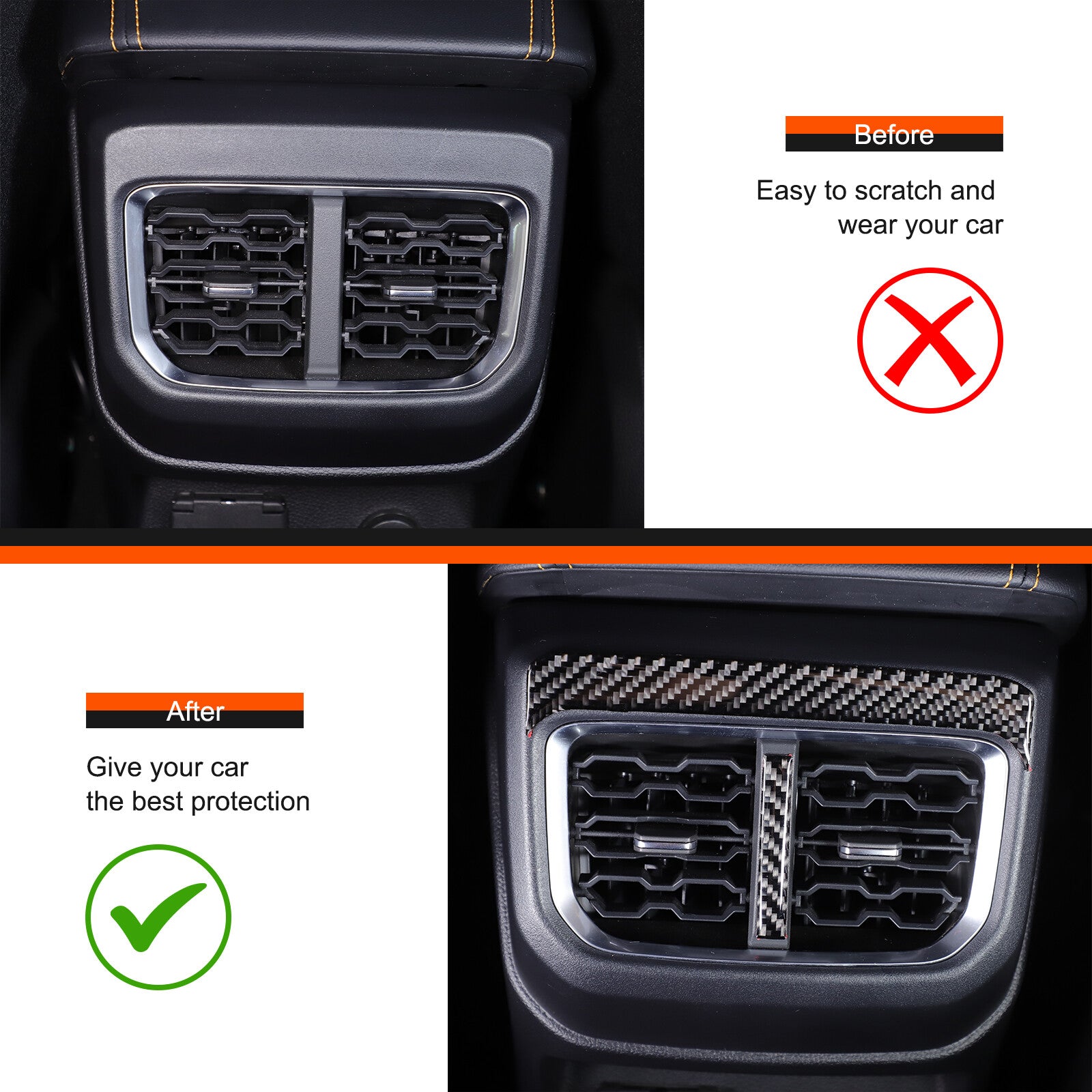 Carbon fiber car rear air vent socket panel decorative sticker for Ranger 2023-24 n