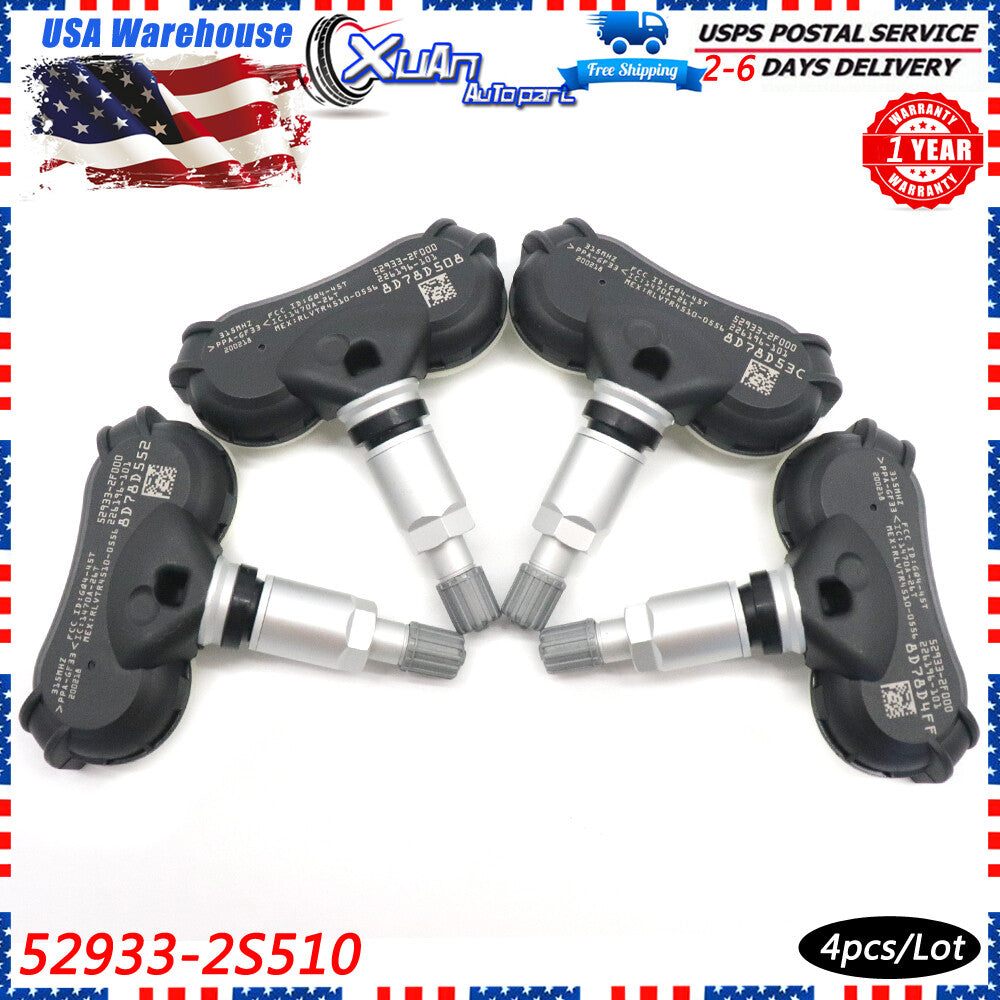 Four tire pressure sensors (TPMS 52933-2S510) for Hyundai for Tucson and for Kia 2.0/2.4- v