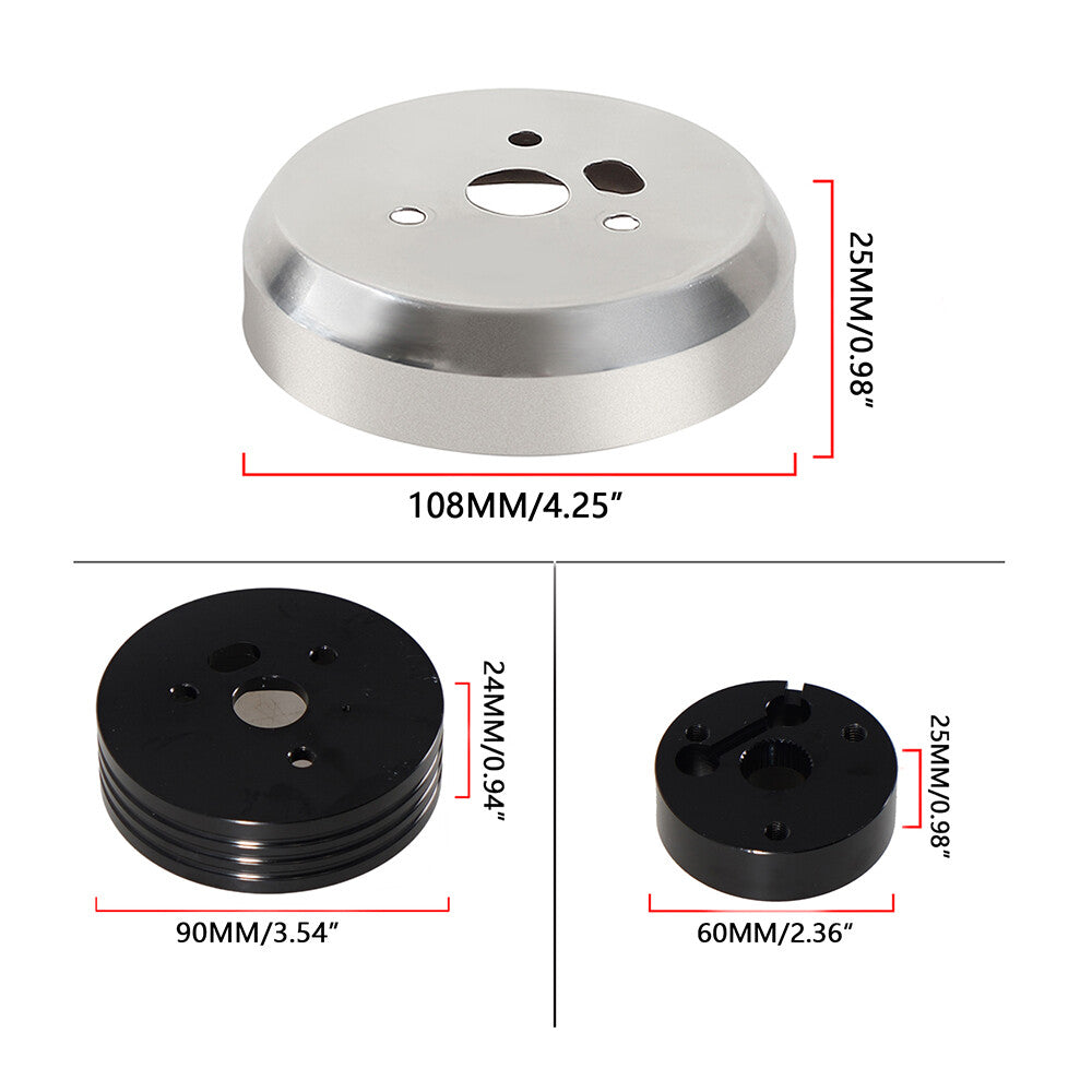 56 Hole Steering Wheel Polishe Hub Adapter Flaming River Ididit GM for Chevy Slblk