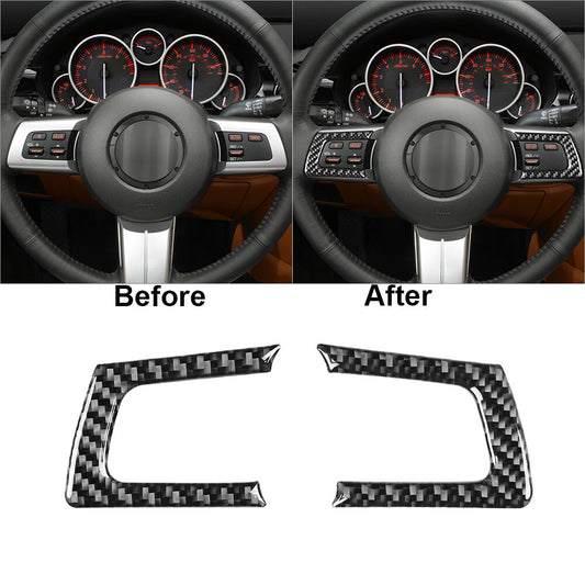 2PCS Carbon Fiber Steering Wheel Cover Fit for Mazda MX-5 Miata 2009-2015