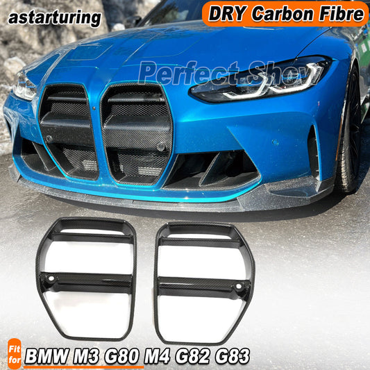 Fit for BMW G80 M3 G82 G83 M4 Dry Carbon Fiber Front Bumper Grill Air Vent Cover