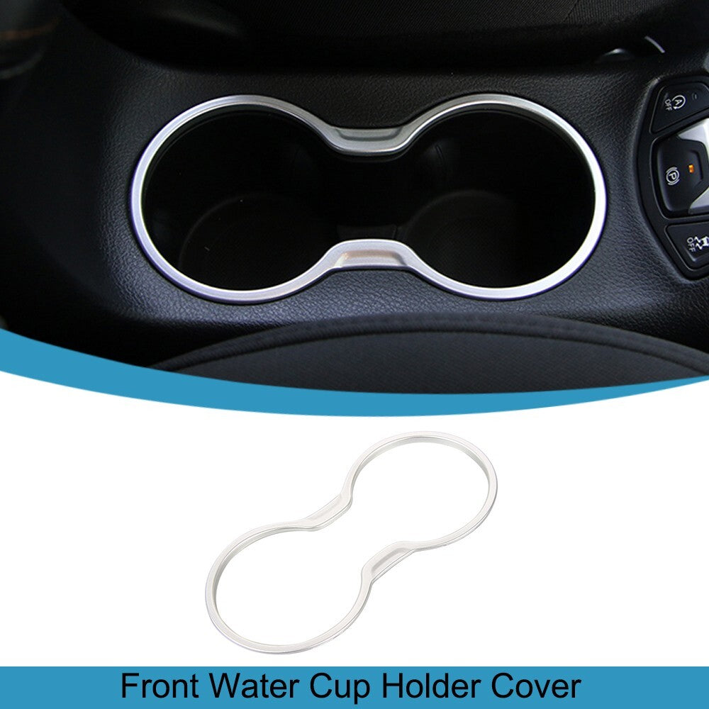 Silver ABS Front Water Cup Holder Frame Cover Trim for Jeep Compass 2017-2020