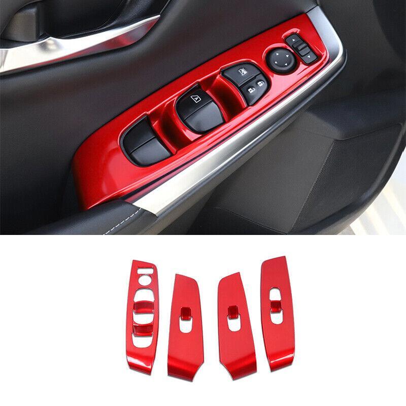 for Nissan Sentra Sylphy 2020-2022 Red Window Lift Panel Switch Cover Trim 4pcs