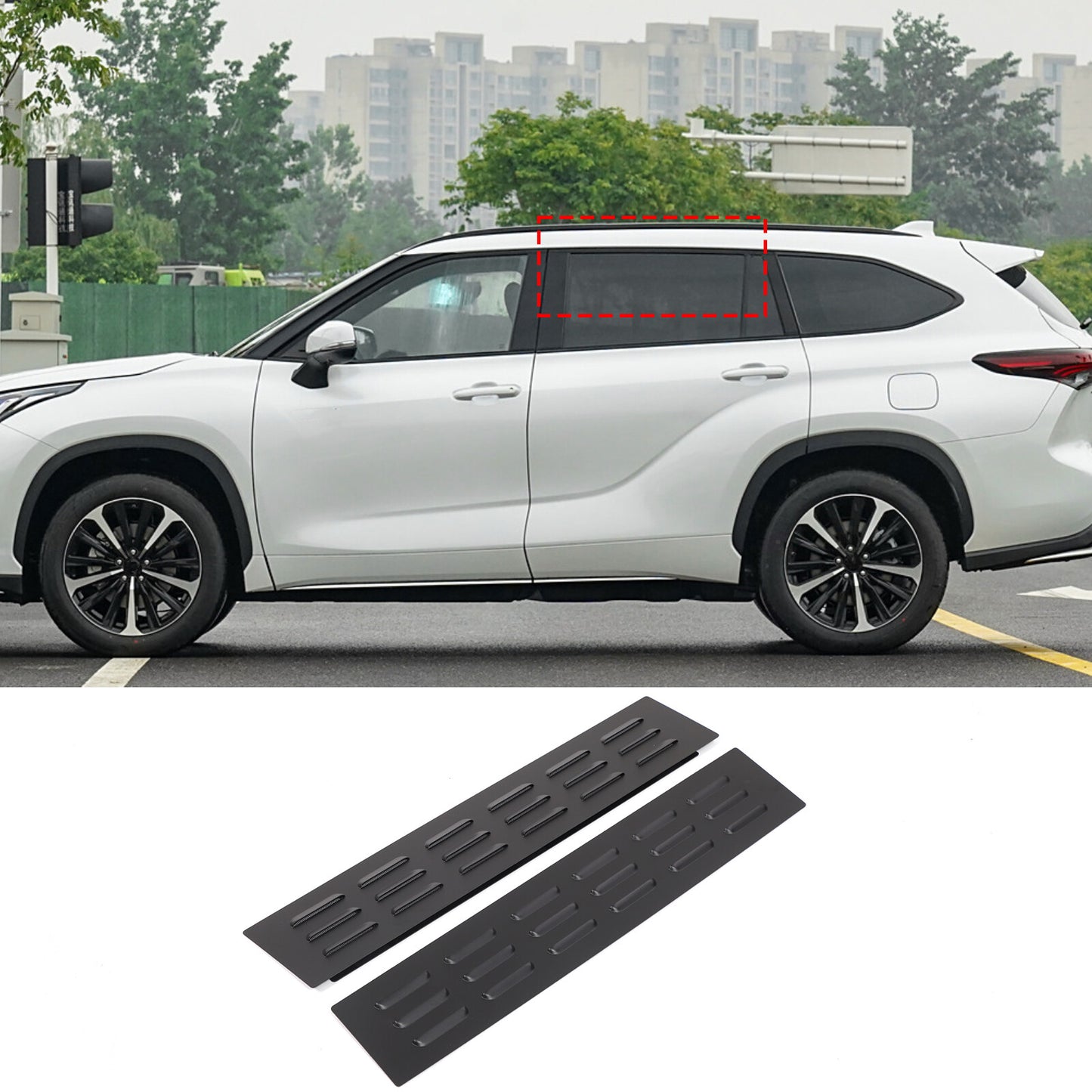 Rear window louver ventilation panel cover trim for Highlander 2022+- n