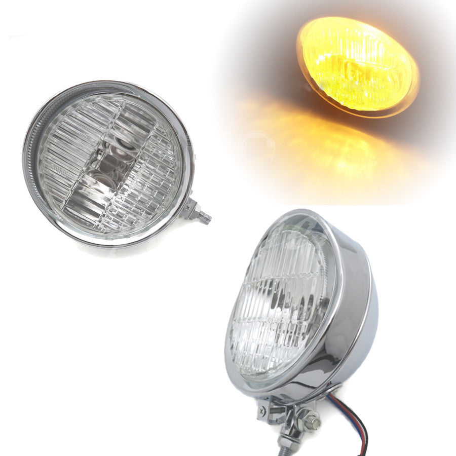 5.7 Chrome Retro Headlight Clear Len for Harley Chopper Bobber Cruisers Custom Q