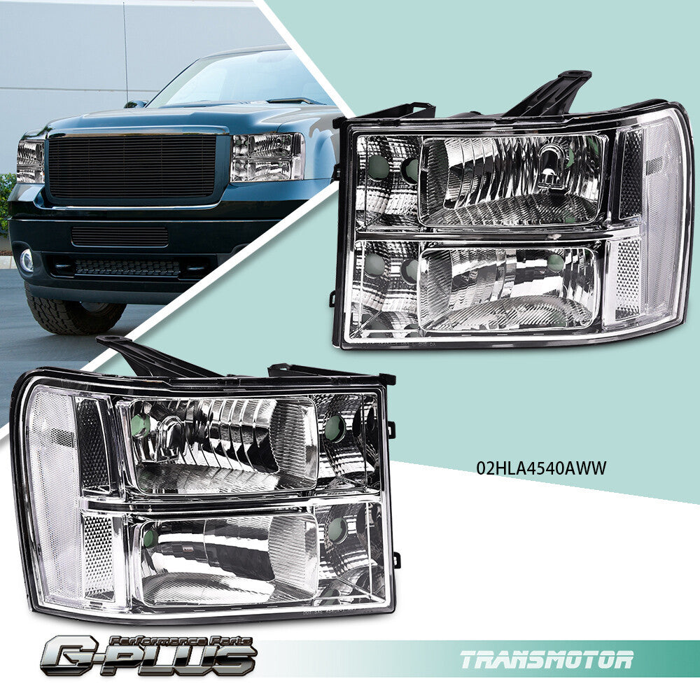Transparent headlights suitable for GimCiss for Sierra 1500 2500HD 3500HD 2007 - 2013.