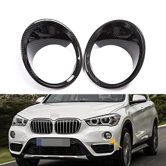 2pcs Carbon Fiber Front Fog Light Lamp Cover Trim for BMW X1 F48 2016-2019