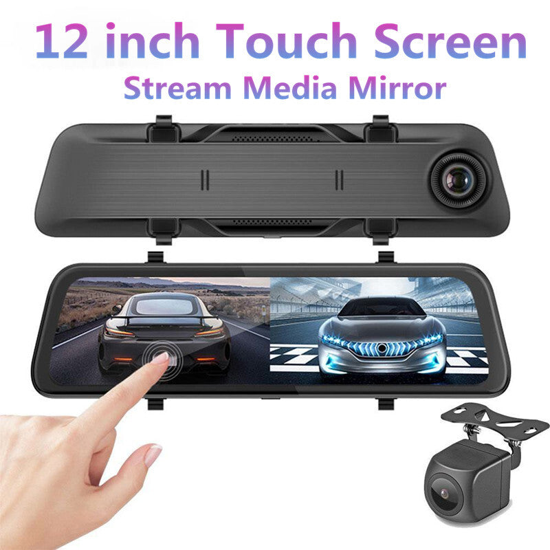 12 in Mirror Car DVR Stream Media Touch Screen Camera Rear View Monitor Recorder