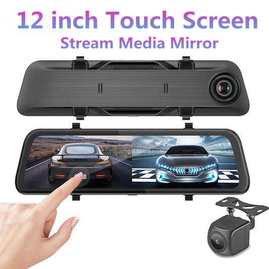 12 in Mirror Car DVR Stream Media Touch Screen Camera Rear View Monitor Recorder