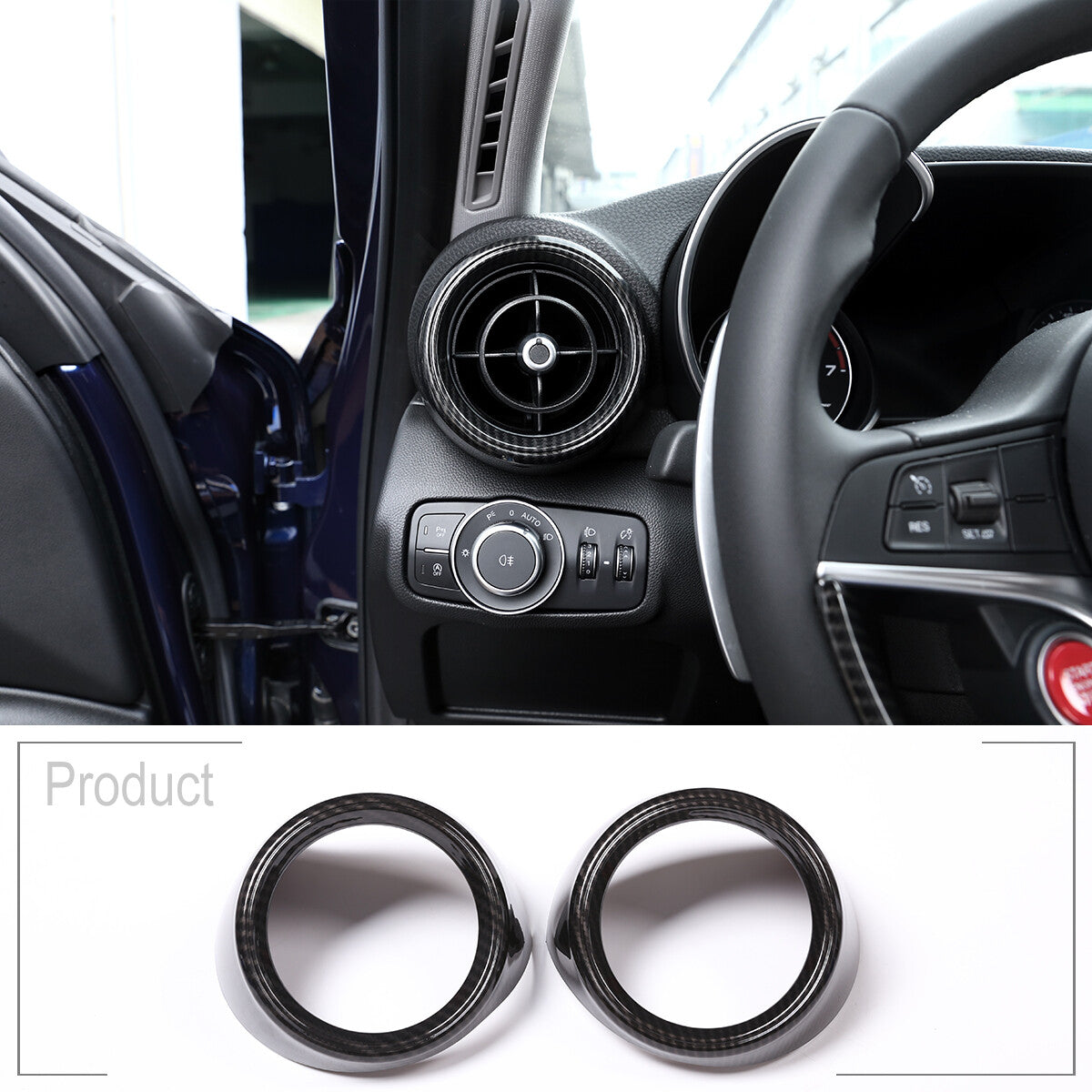 4x Carbon Fiber Interior Door Armrest Panel Cover for Honda for Civic 2016-2021- v