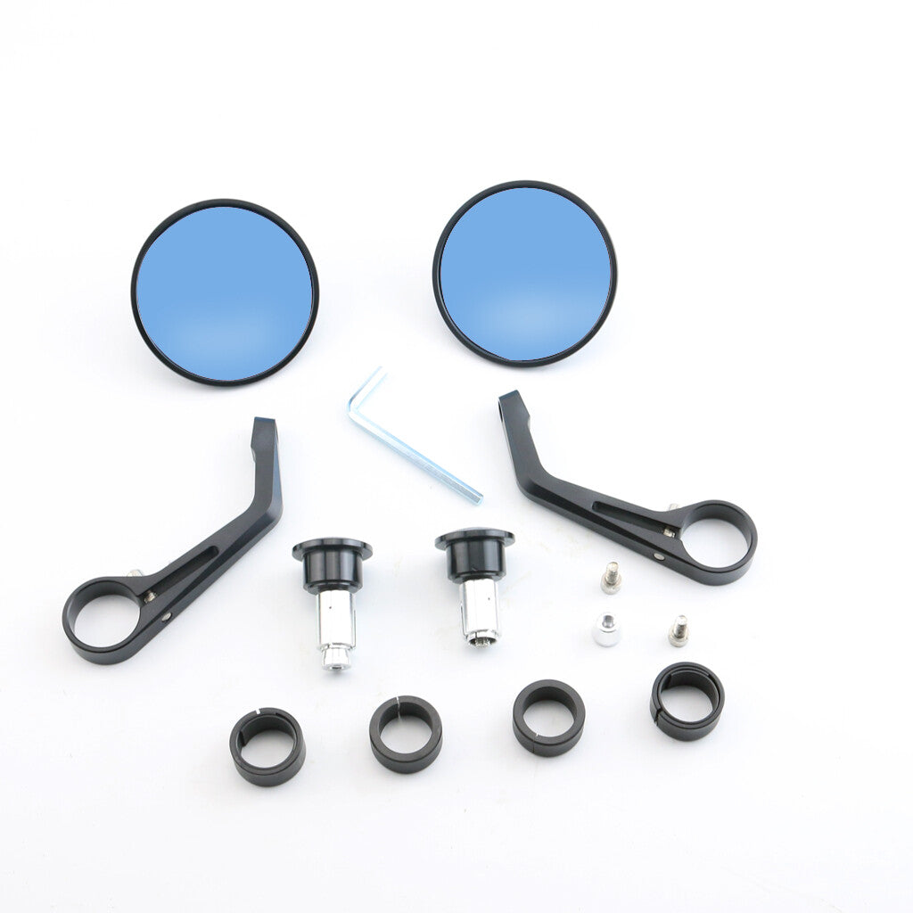 Motorcycle Rear View Mirror Black 7/8 22mm Round CNC Cafe Racer Side Mirror
