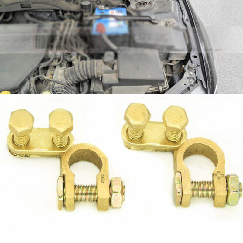 M8 Pure Brass Automotive and Marine Battery Top Post Cable Terminal Wire Clamp Isolator × 2- n