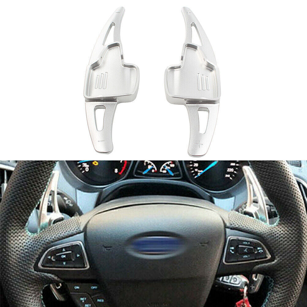 2x Car Shift Paddle Shifter Extension Fit for Ford Focus 15-17 Escape 17-19 Silver